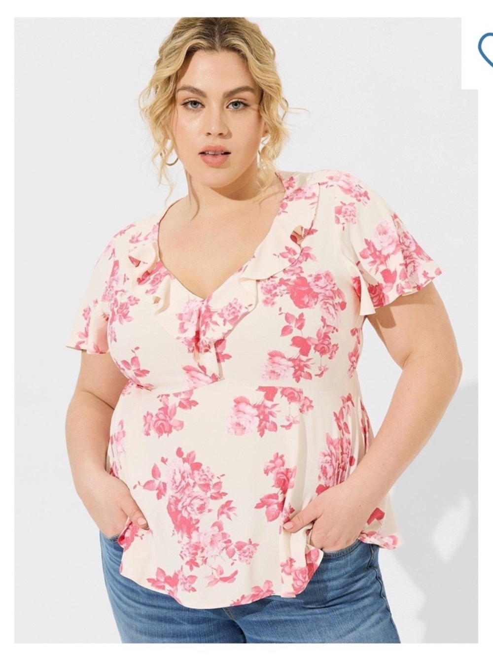 Women’s V-neck Short Sleeve Ruffle Blouse